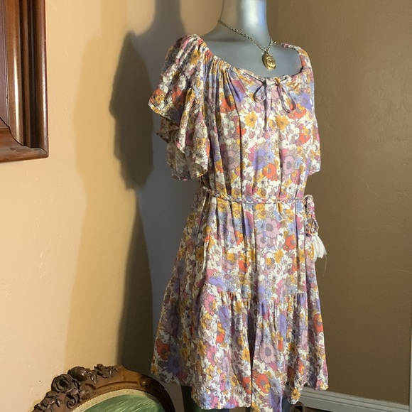NWT Rachel Zoe Floral Off Should Mini Tassle Dress.  Sz S - Picture 3 of 7